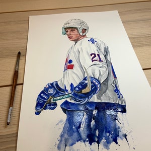 Peter Forsberg // Quebec Nordiques // Hockey // NHL // Watercolour Painting