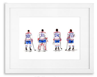 Montreal Canadiens Line // Tomáš Tatar, Carey Price, Phillip Danault, Brendan Gallagher // Hockey // NHL // Watercolour Painting