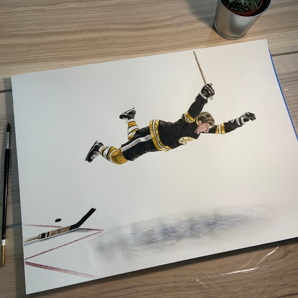 Bobby Orr // Boston Bruins // Hockey // NHL // Watercolour Painting