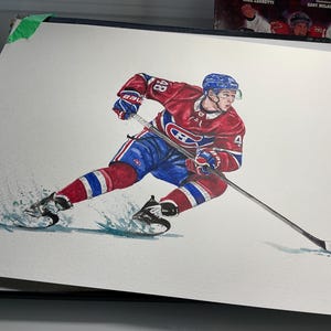 Lane Hutson By MikeNguyenArt.com // Montreal Canadiens // NHL // Hockey // Watercolour Painting