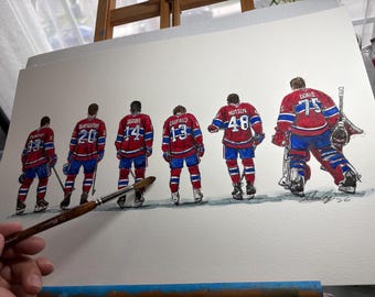 Habs Playoff-opstelling 2026 // Montreal Canadiens // Hockeykeeper // NHL // Aquarel
