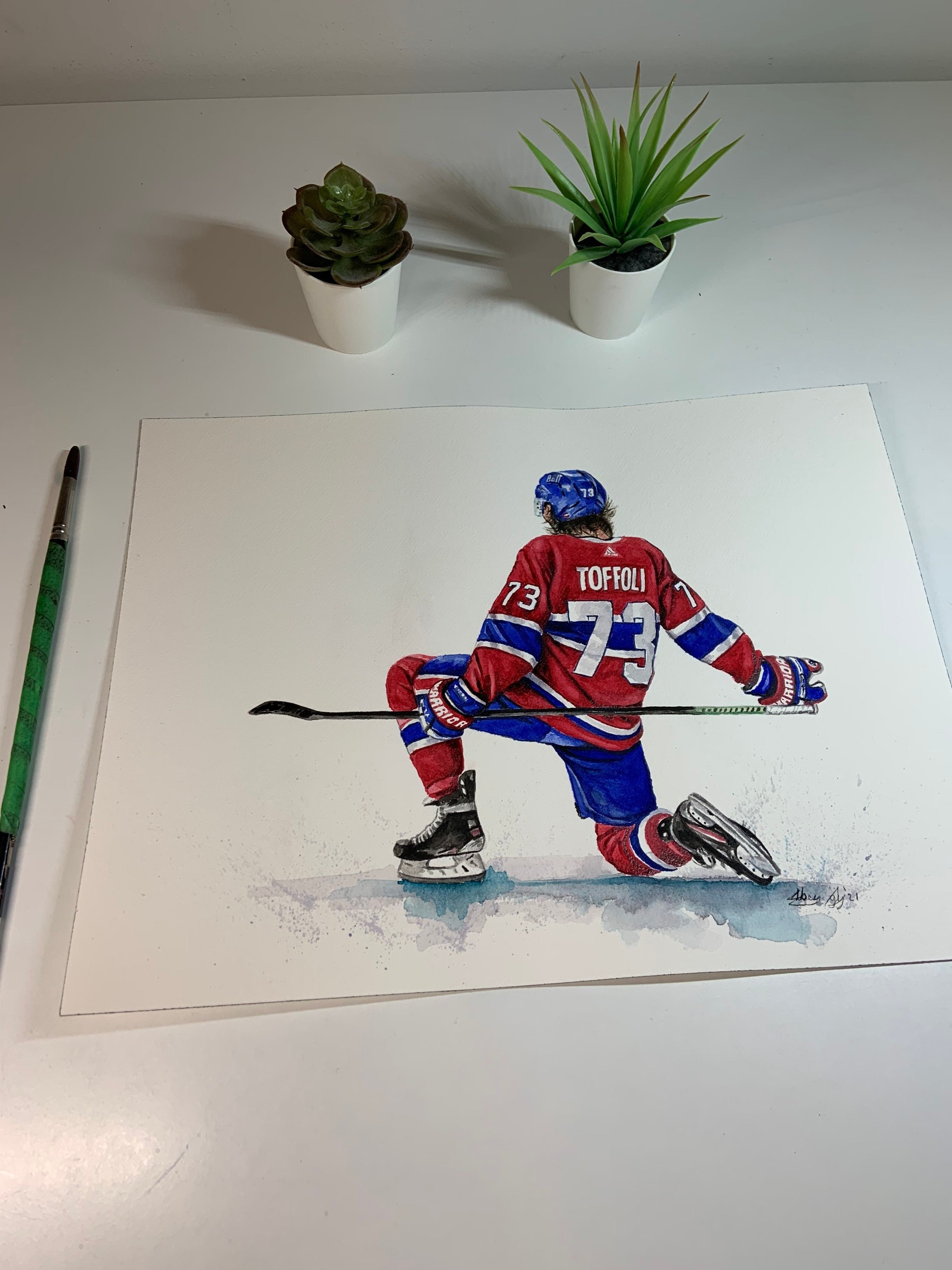 Nick Suzuki & Cole Caufield // 2021 Playoff Goal Celebration // Montreal  Canadiens // Hockey Goalie // NHL // Watercolour Painting
