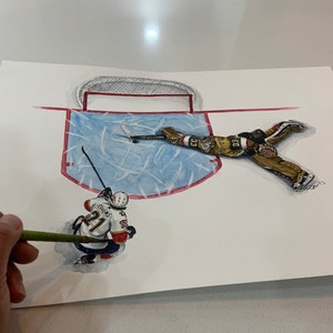 Adin Hill Stick Save by MikeNguyenArt // Hockey // NHL // Watercolour Painting