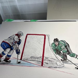 Dallas Stars Mikko Rantanen gm 7 goal by MikeNguyenArt // Hockey // NHL // Watercolour Painting