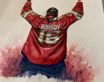Barkov // Panthers  // Hockey // Watercolour Painting