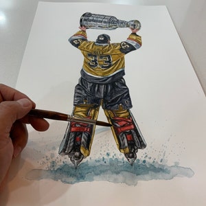 Adin Hill 2023 Stanley Cup Champion by MikeNguyenArt // Hockey // NHL // Watercolour Painting