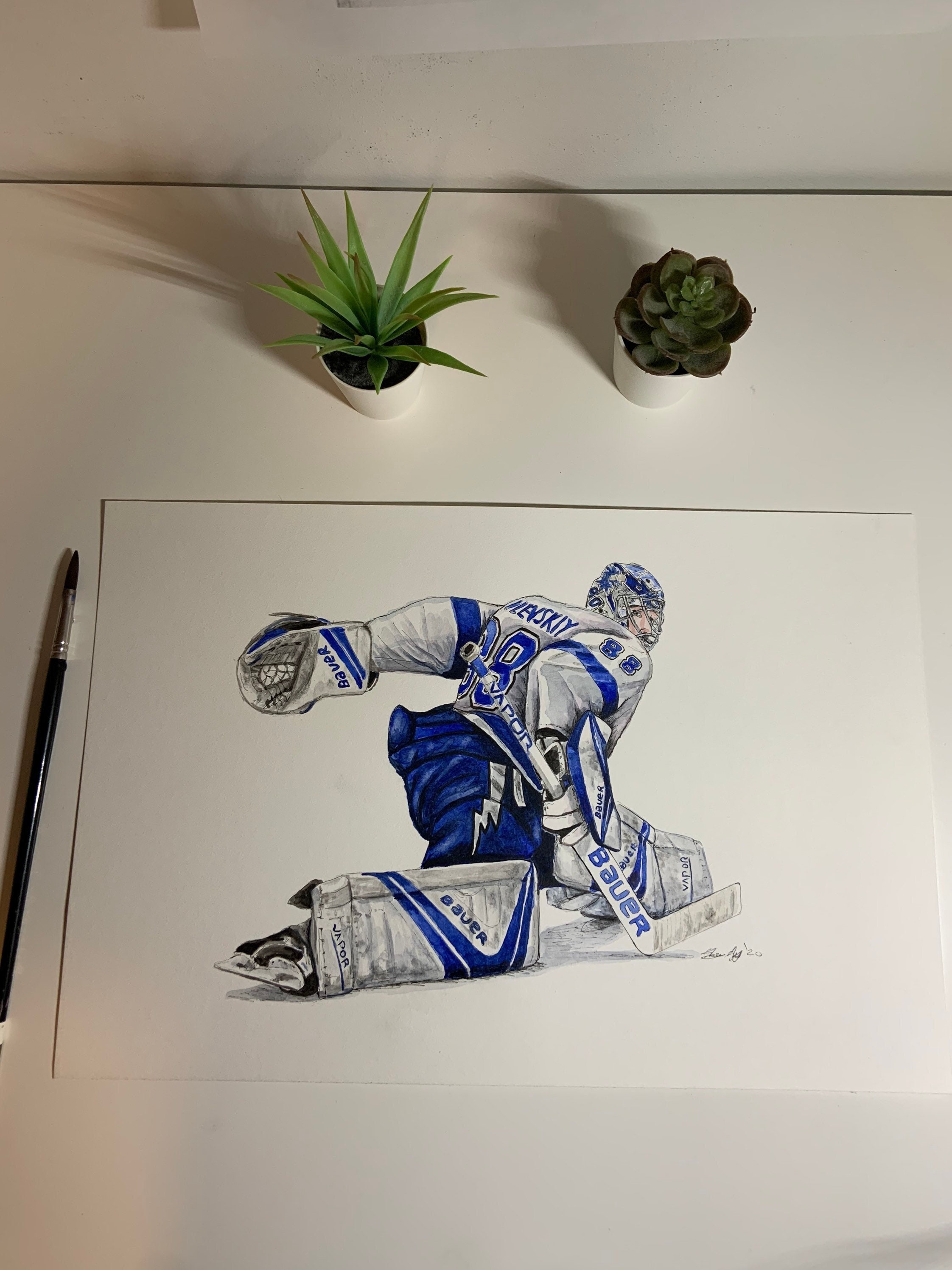 Andrei Vasilevskiy TAMPA BAY LIGHTNING PIXEL ART 2 Mixed Media by