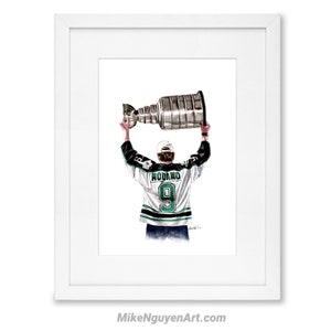 Mike Modano // Minnesota North Stars // Dallas Stars // Hockey // NHL // Watercolour Painting