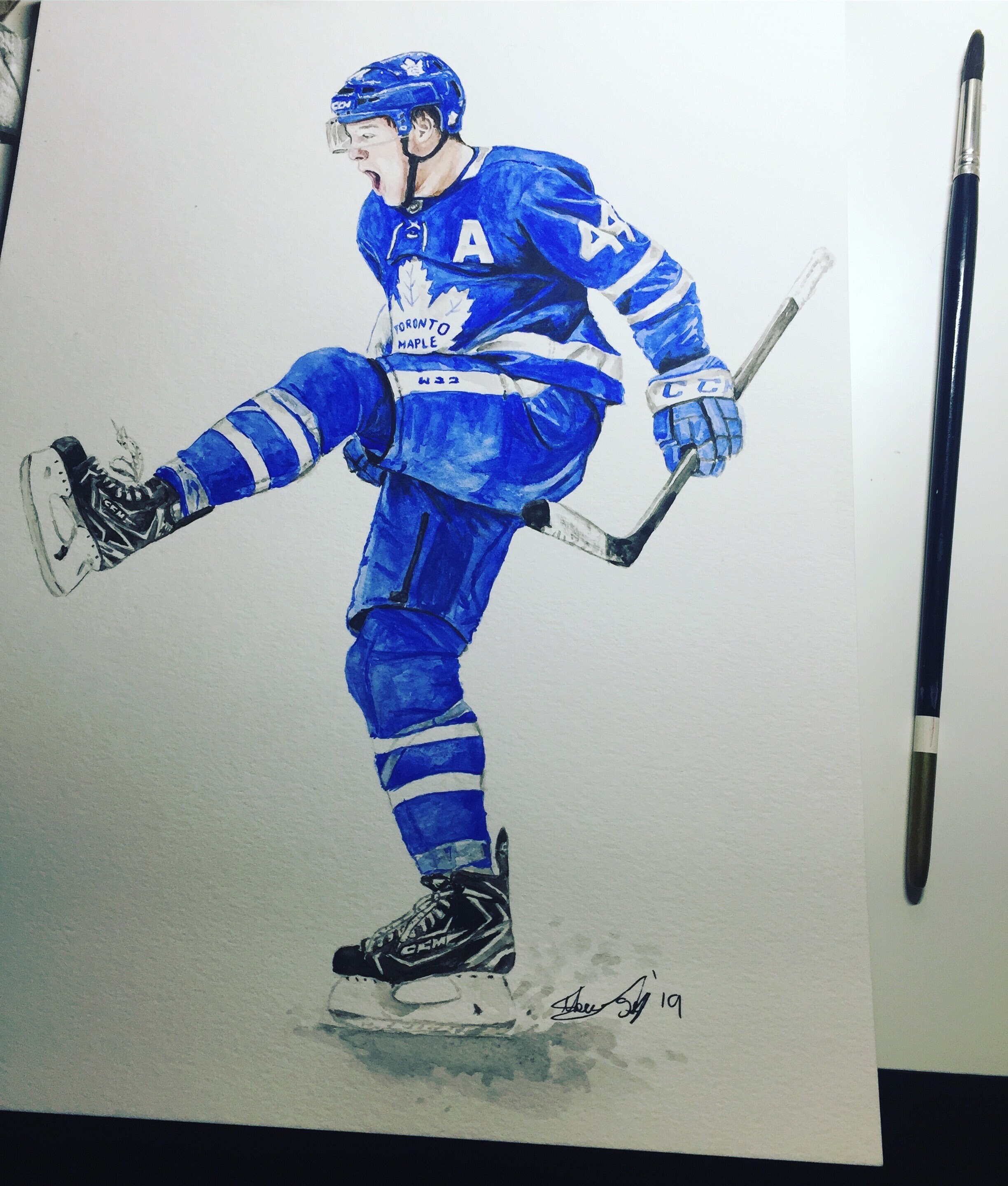 Morgan Rielly // Toronto Maple Leafs // Hockey // NHL // Watercolour ...