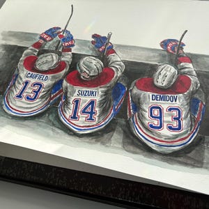 Montreal Bench 2025 by MikeNguyenArt // Ivan Demidov // Nick Suzuki // Cole Caufield // Montreal Canadiens