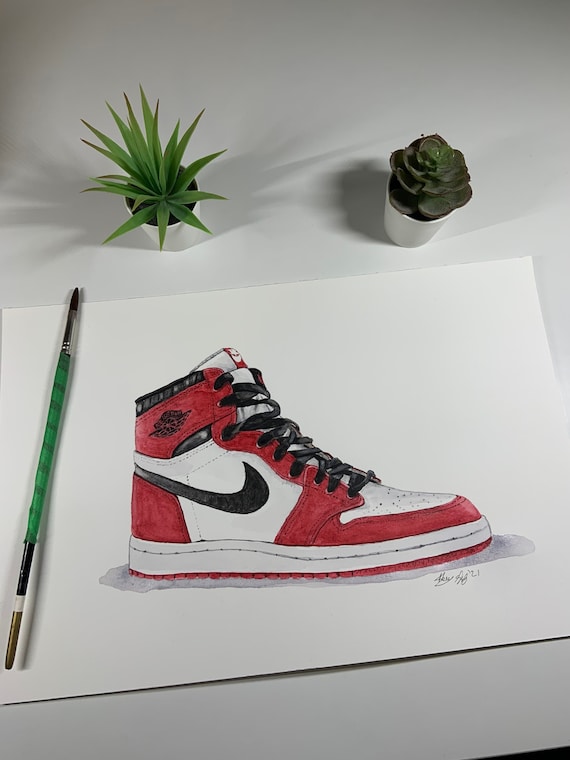 Air Jordan 1 // Nike // Shoes // Watercolour Painting - Etsy México