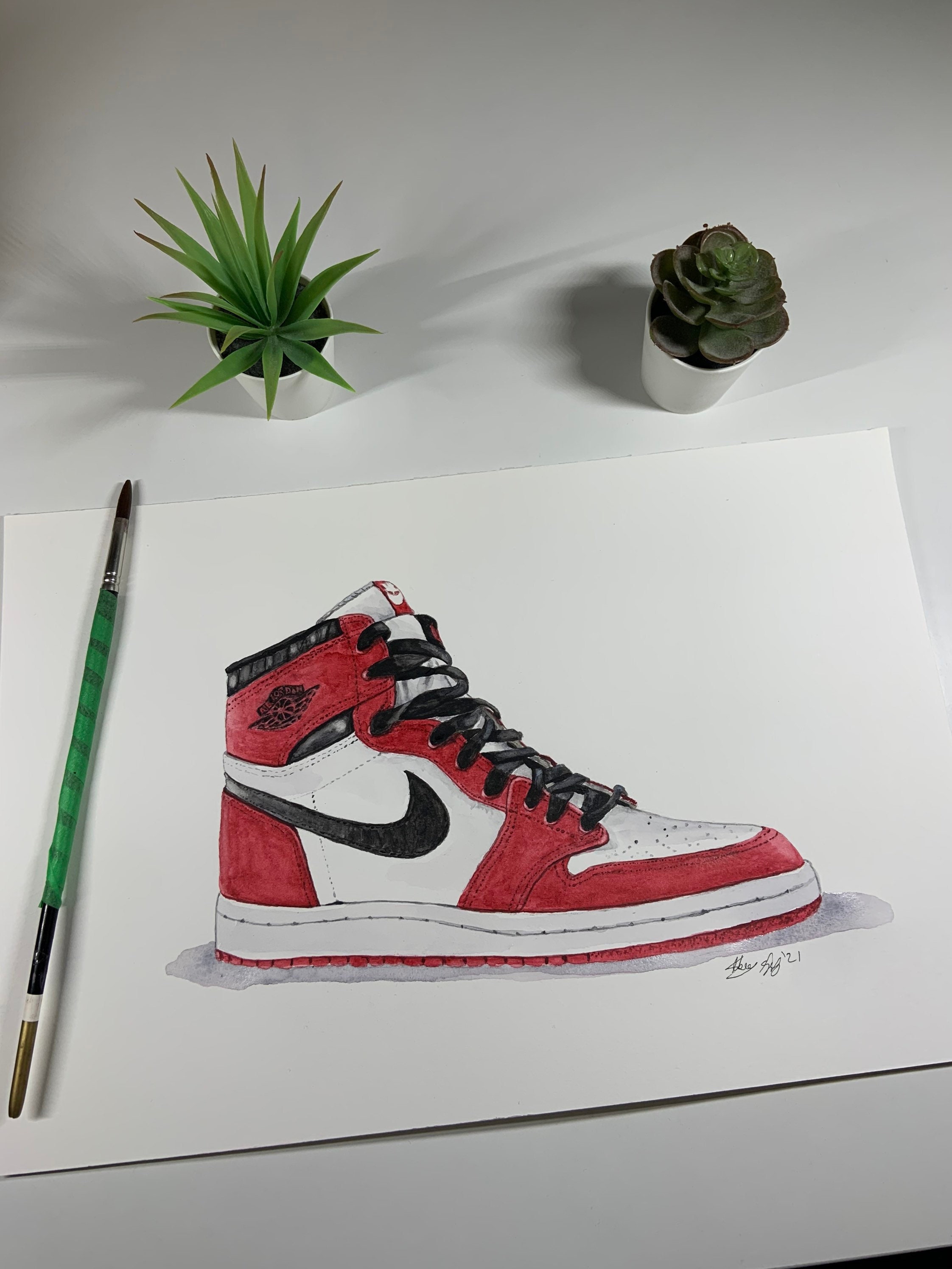 Air Jordan 1 // Nike // Shoes // Watercolour Painting - Etsy