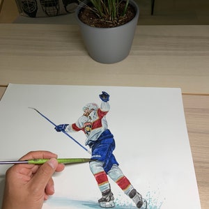 Gol di Matthew Tkachuk nei supplementari di MikeNguyenArt // FLORIDA // Hockey // NHL // Acquerello