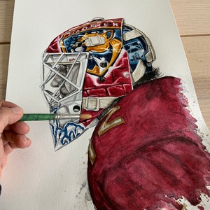 Ritratto di Sergei Bobrovsky di MikeNguyenArt // FLORIDA // Hockey // NHL // Dipinto ad acquerello