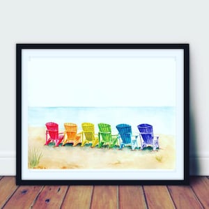 Beach Life // Muskoka Chairs // Woodbine Beach // The Beaches // Toronto Art // Rainbow // Summer // YYZ // Watercolour Painting