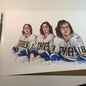 Slap Shot // The Hanson Brothers by MikeNguyenArt.com // Slap Shot Movie // Hockey // Watercolour Painting