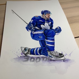 Il 300° gol di Auston Matthews di MikeNguyenArt // Toronto Maple Leafs // Hockey // NHL // Acquerello