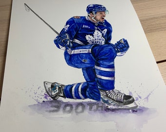 Auston Matthews 300th goal by MikeNguyenArt // Toronto Maple Leafs // Hockey // NHL // Watercolour Painting