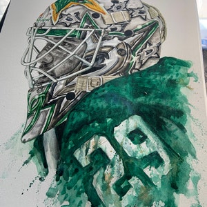 Jake Oettinger // Dallas Stars // Minnesota North Stars // Hockey // NHL // Watercolour Painting