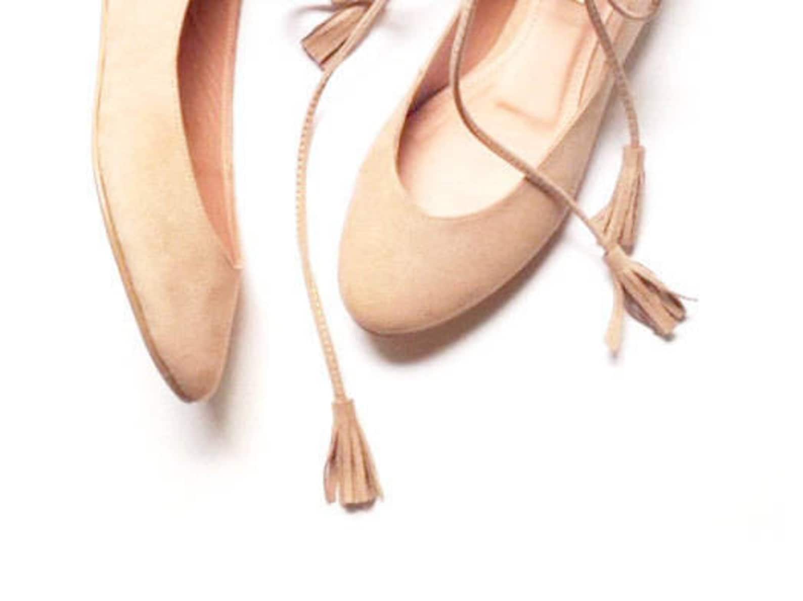 nude ballet flats - last pair! - size 9 us - rose quartz - faux suede textile / vegan lining - mina shoes mexico