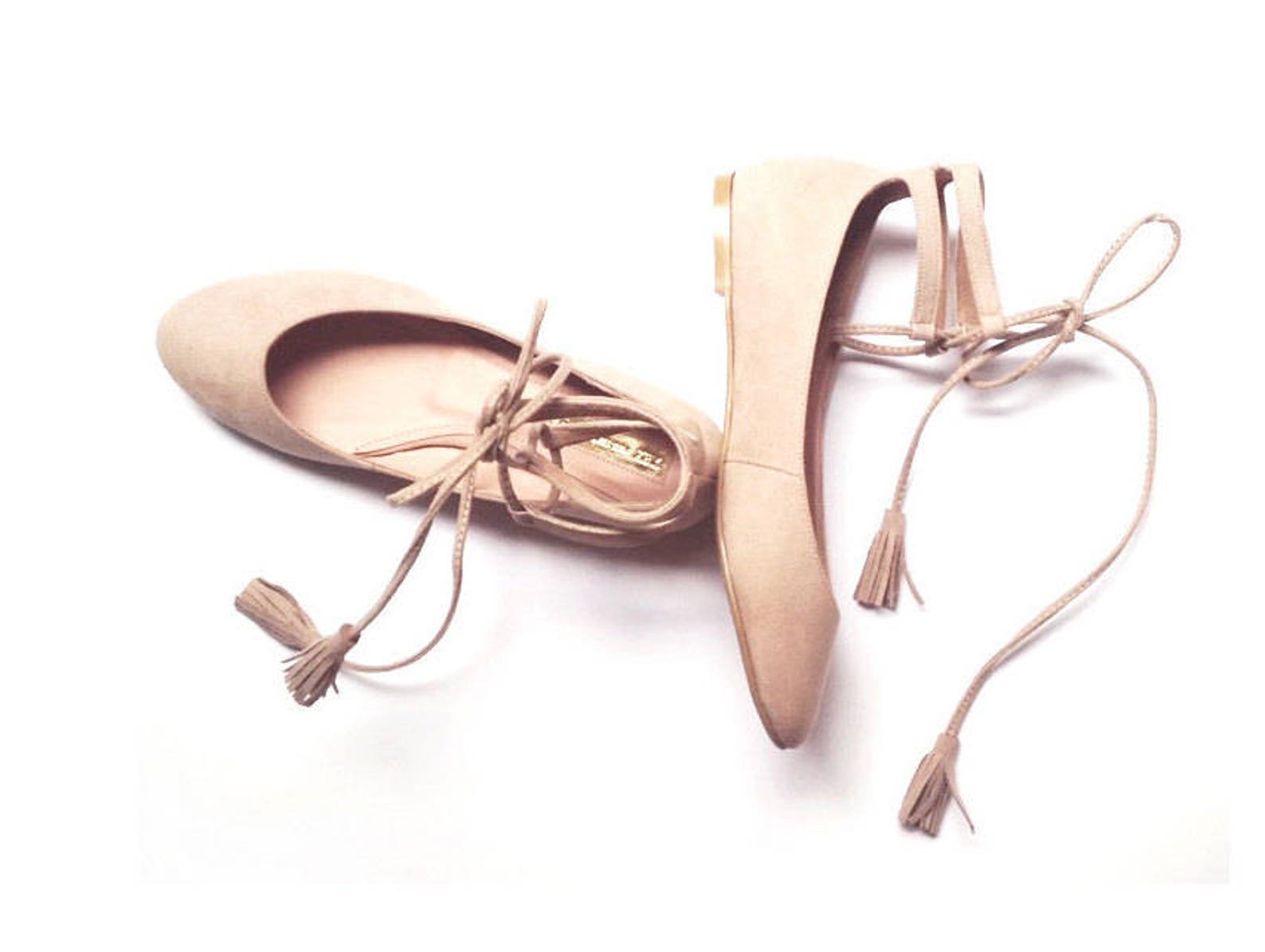 nude ballet flats - last pair! - size 9 us - rose quartz - faux suede textile / vegan lining - mina shoes mexico