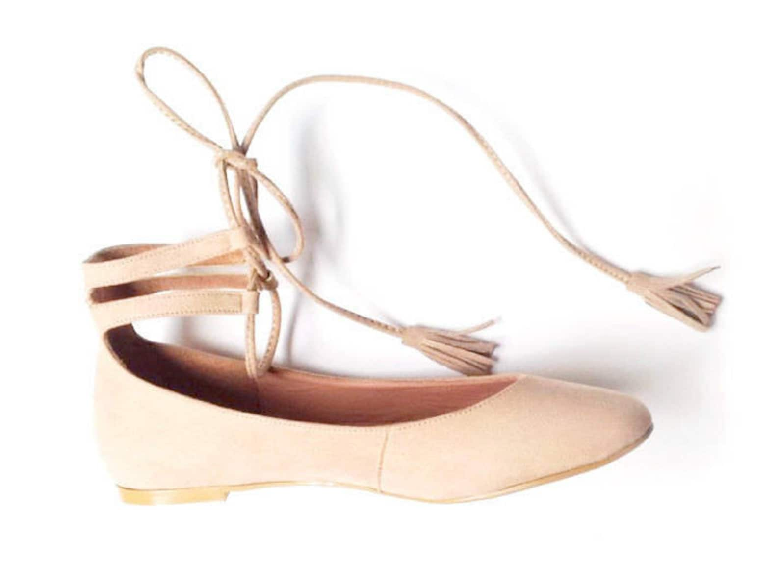 nude ballet flats - last pair! - size 9 us - rose quartz - faux suede textile / vegan lining - mina shoes mexico