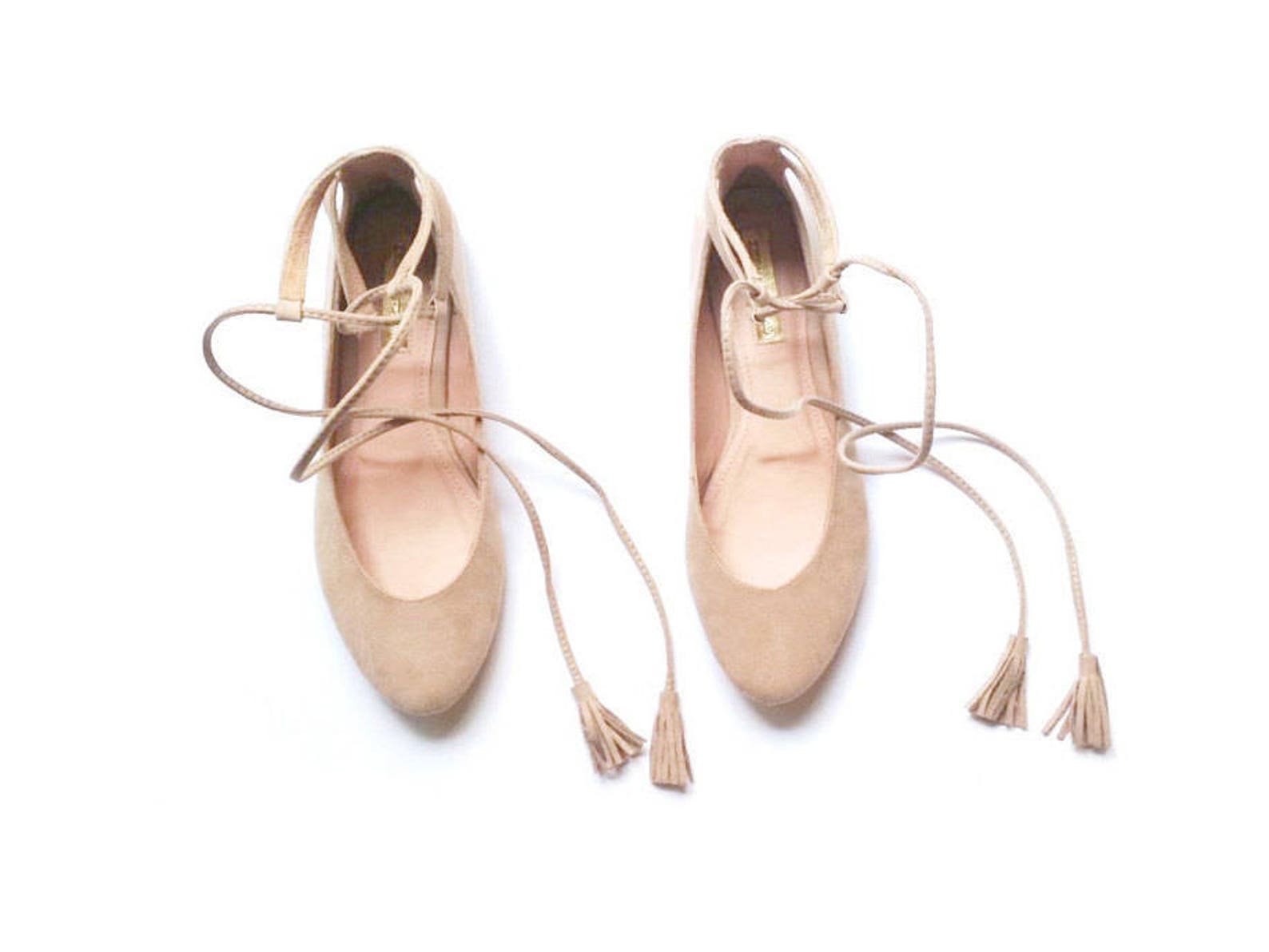 nude ballet flats - last pair! - size 9 us - rose quartz - faux suede textile / vegan lining - mina shoes mexico