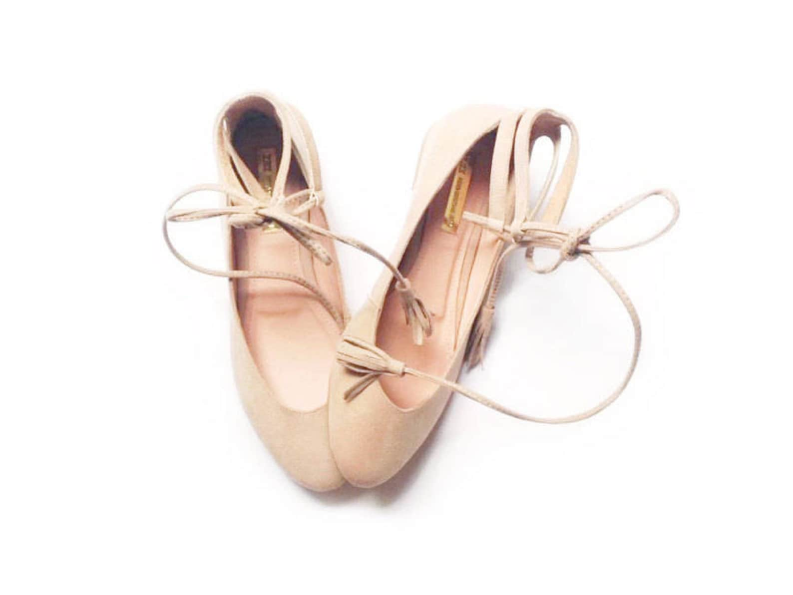 nude ballet flats - last pair! - size 9 us - rose quartz - faux suede textile / vegan lining - mina shoes mexico