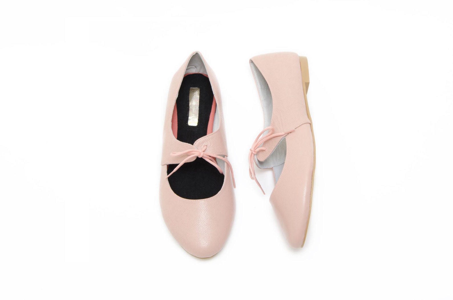 peach leather ballet flats - free shipping on these! - 100% genuine leather - limited edition - wide fit