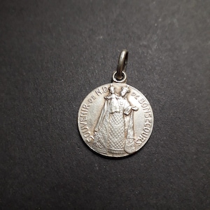 Antique Religious Medal of Notre Dame de Bon Secours - Our Lady of Good Help - Vintage french Virgin Mary pendant