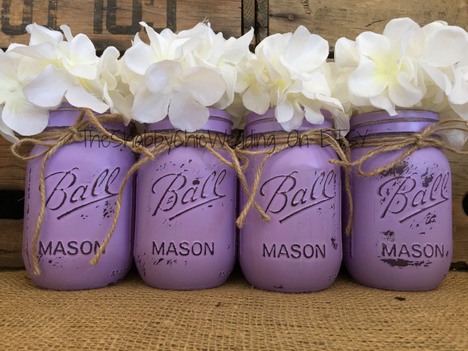 SALE Set Of 4 Pint Mason Jars Painted Mason Jars Flower Etsy