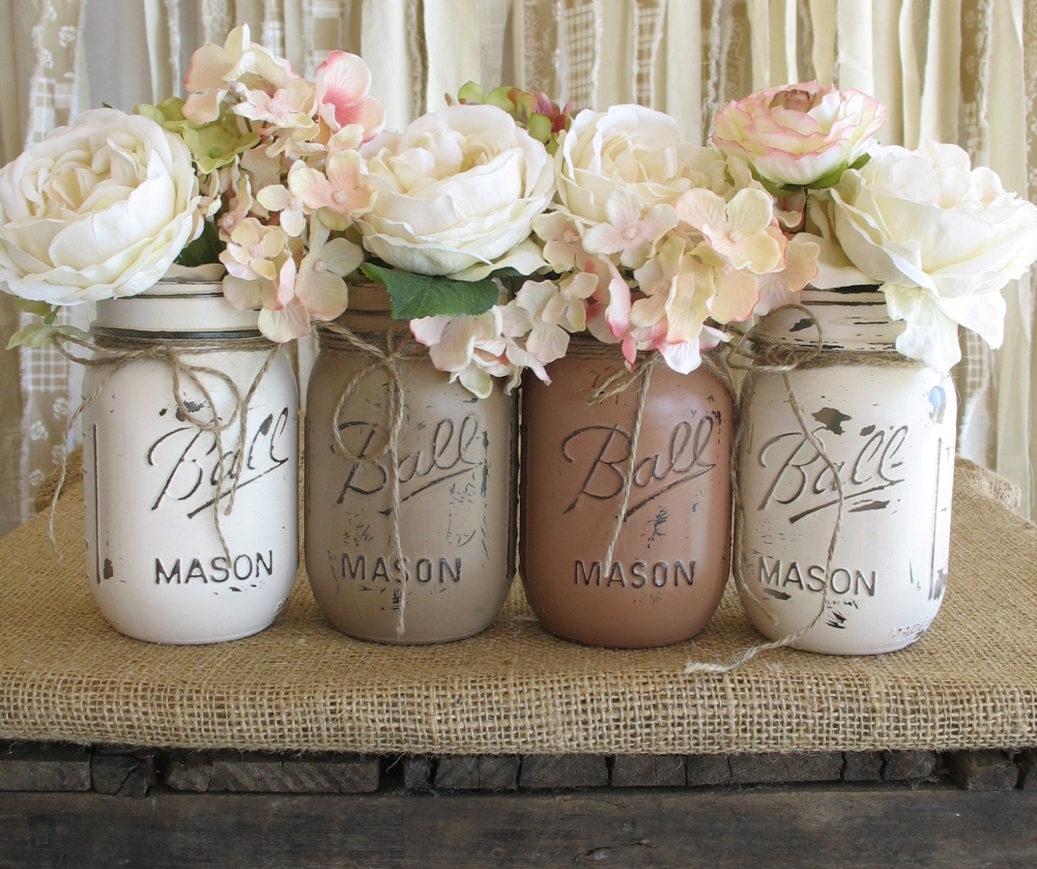 SALE Set of 4 Pint Mason Jars Ball jars Painted Mason Etsy