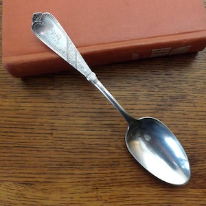 Vintage Silver Plate Serving Spoon: &#39;Newport&#39; Pattern, Monogrammed