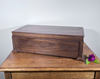 Silverware Chest ~ Refurbished Silver Case ~ Storage for Silver Hollowware ~ Solid Wood, Refinished ~ Pacific Silvercloth Lining