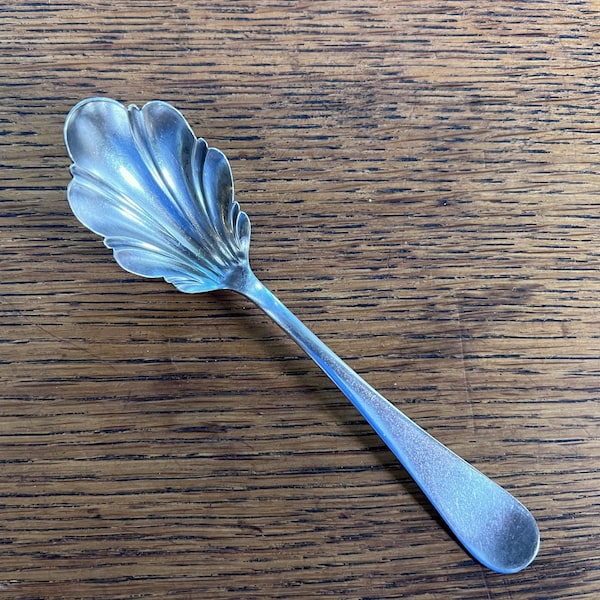 Jam Spoon or Sugar Shell ~ Silver Plate ~ 1835 R. Wallace ~ Plain Panel ~ Appetizer Dip Server ~ Gift, Housewarming