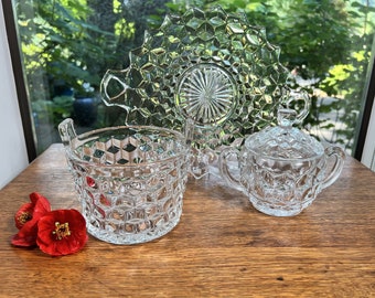 Fostoria American Clear Glass: Sugar Bowl or Handled Plate