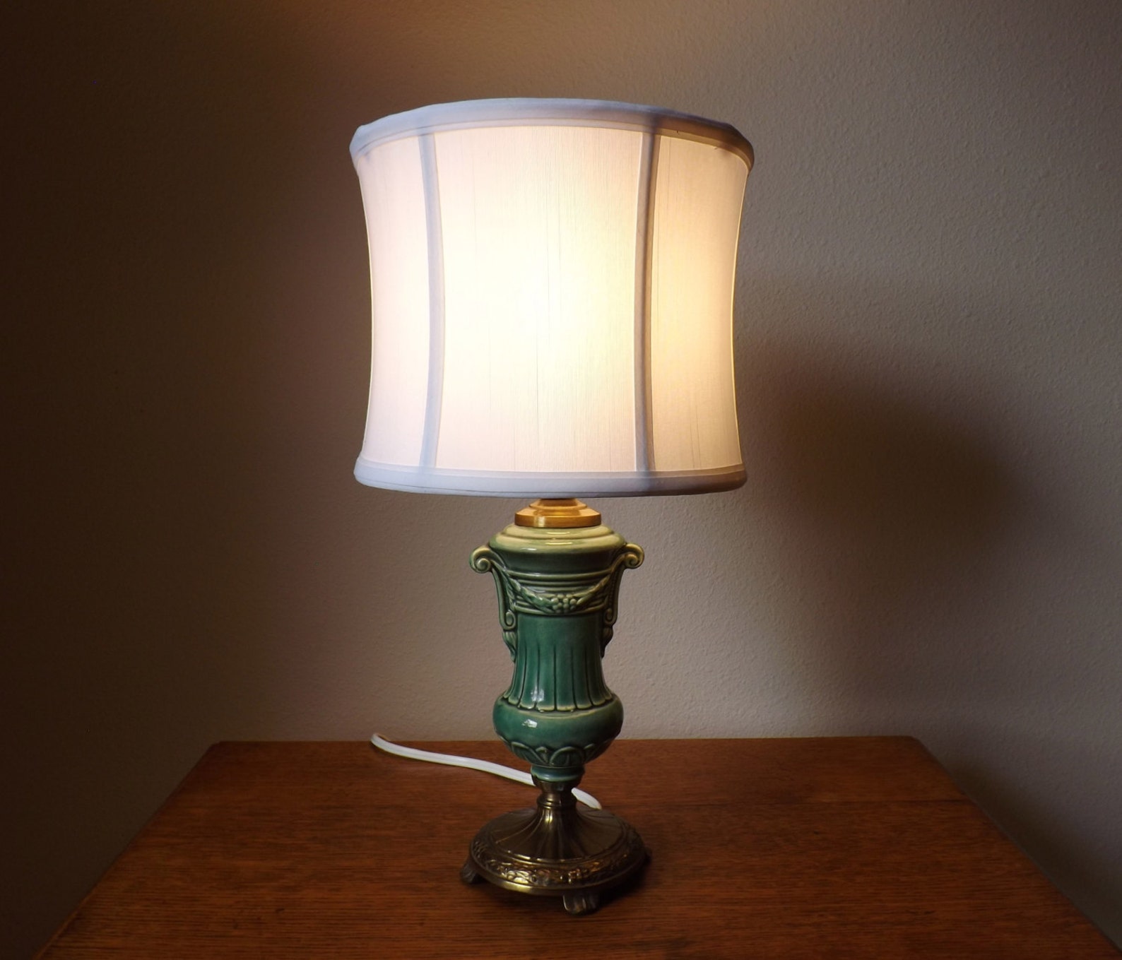 Table Lamp Desk Lamp Elegant Night Stand Lamp Green Etsy