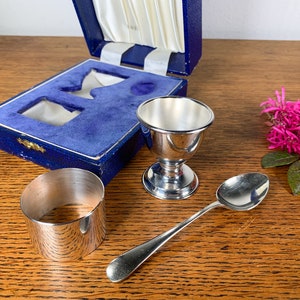Baby Cup, Spoon & Napkin Ring ~ James Silver Plated Giftware in Box ~  Baby Gift ~ &#39;Registered Silvene&#39;