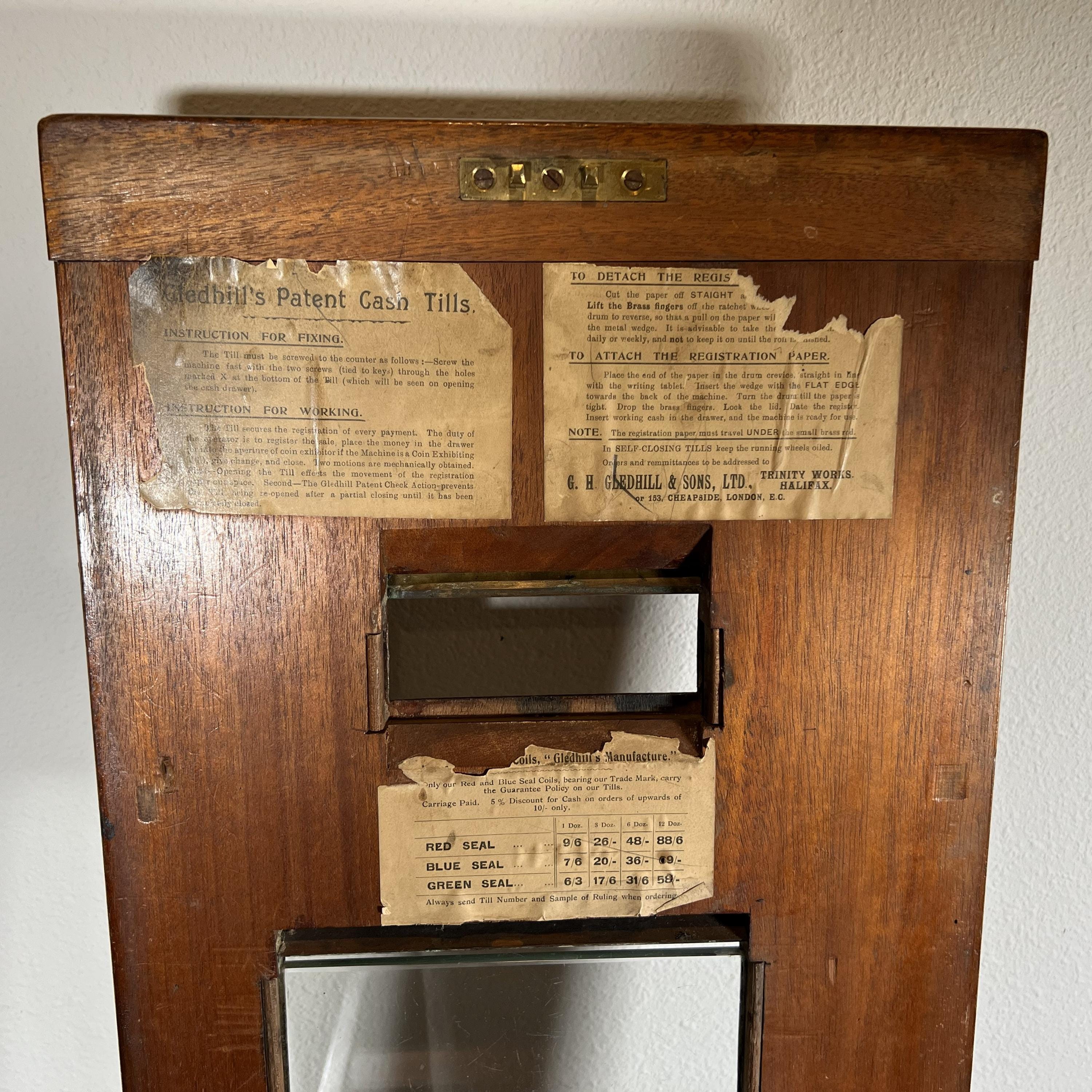 Antique Cash Till ~ Gledhill & Sons Ltd. Halifax, England ~ Cash