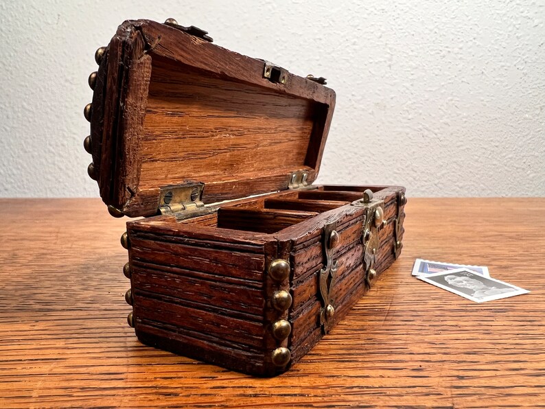 Postage Stamp Holder Stamp Trunk Oak & Brass Vintage Etsy