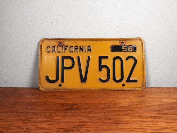 California License Plate - 1956 - 6 Digit, JPV 502 - Original