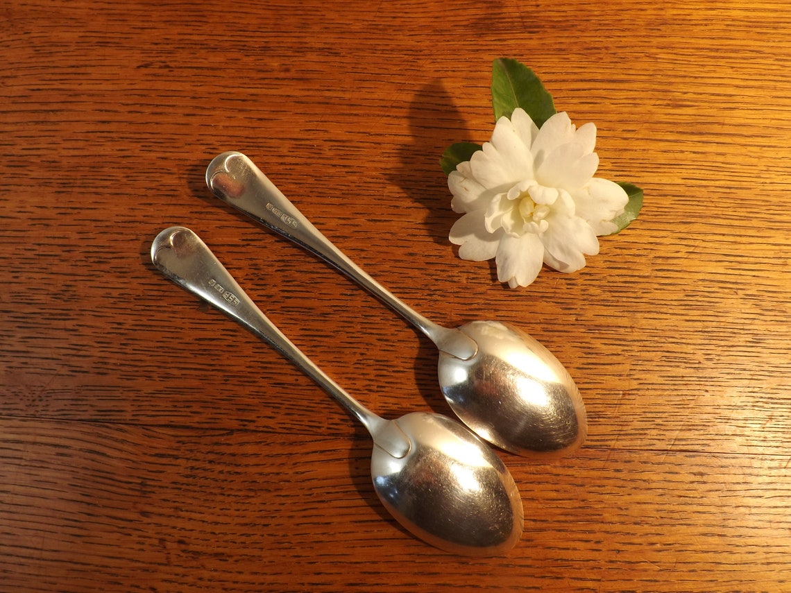 2 Soup Spoons Plain Panel Small Serving Spoons or Large Etsy