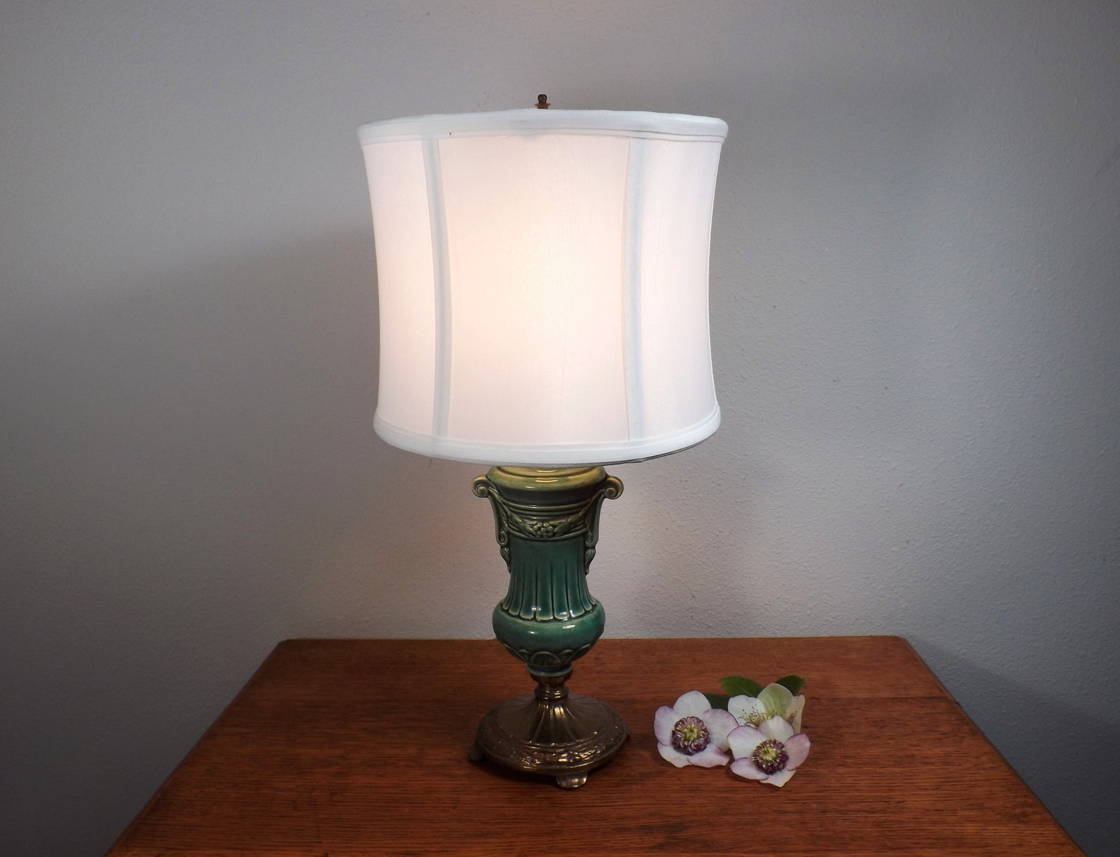 Table Lamp Desk Lamp Elegant Night Stand Lamp Green Etsy