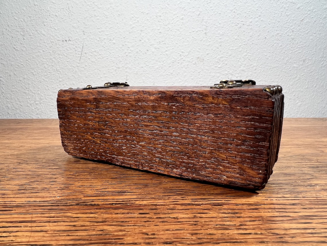 Postage Stamp Holder Stamp Trunk Oak & Brass Vintage Etsy