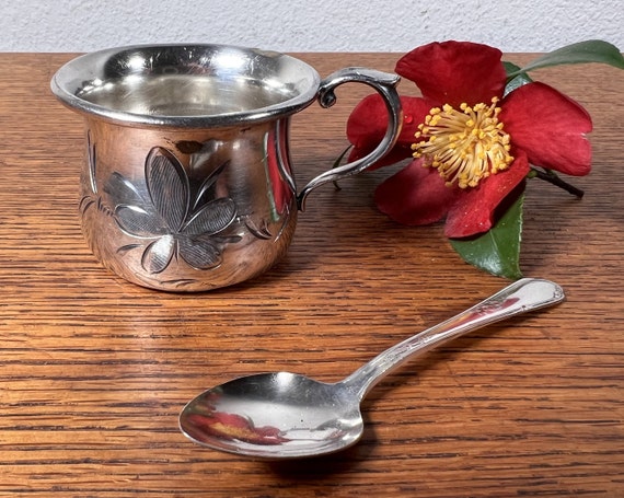 Silver Baby Cup and Baby Spoon Gift Set