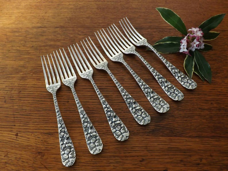 1 Dinner Fork 'baltimore Rose' Sterling Etsy