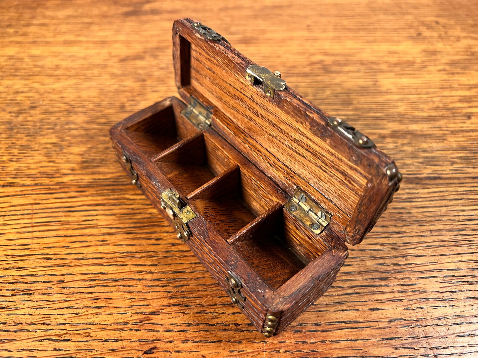 Postage Stamp Holder Stamp Trunk Oak & Brass Vintage Etsy