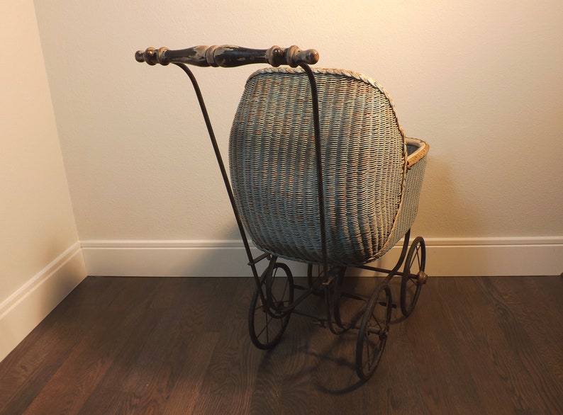 Doll Baby Buggy Wicker Wood and Metal 1920s Collectible Etsy