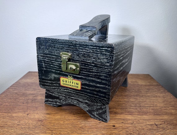 Vintage Oak Wood Shoe Shine Box