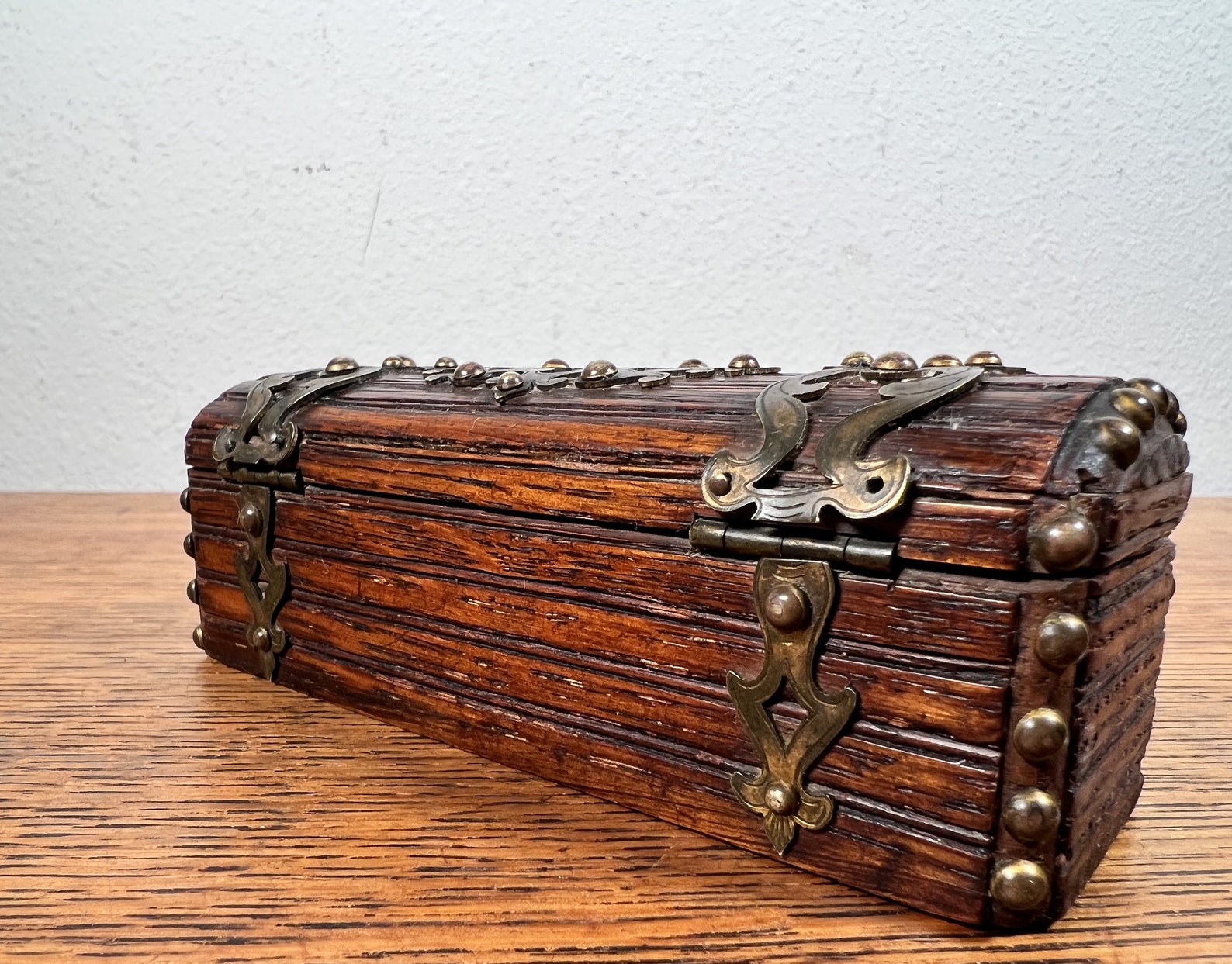 Postage Stamp Holder Stamp Trunk Oak & Brass Vintage Etsy